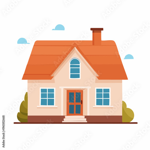 Vibrant vector illustration of a modern residential house featuring a warm roof and inviting facade, perfect for home designs