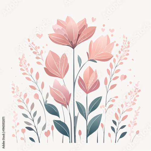 Softly Blooming Floral Arrangement with Delicate Pink Petals and Green Stems