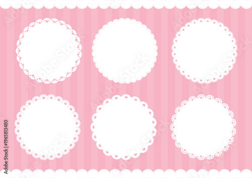 かわいいハートのレースの円・コースター素材