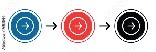 refresh icon set with plus sign, blue red and black variations, reload update and add symbols, circular arrow icons collection, simple modern vector illustration set.