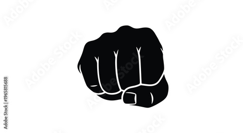 Black silhouette of a clenched fist symbolizing strength and resistance