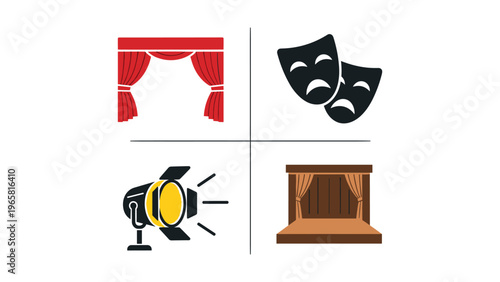 Icon collection representing various forms of entertainment and performance arts