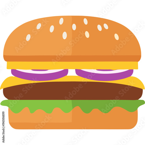 A juicy burger with melted cheese and fresh lettuce on a sesame seed bun