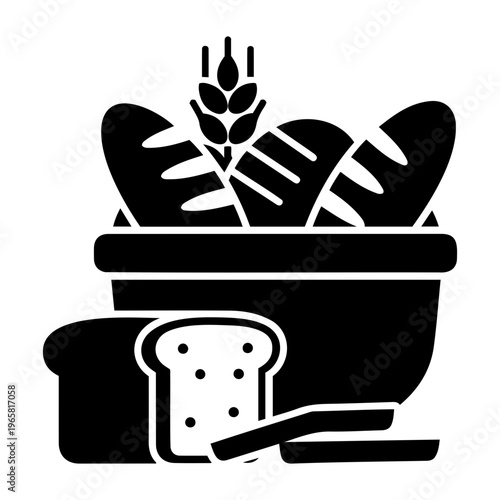 A stylized black and white drawing showing a sitting basset hound with long floppy ears