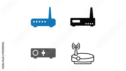 Four common types of network and connectivity devices illustrated simply