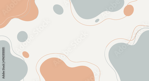 Abstract background with peach and gray shapes on a white surface with a smooth, organic design and a calming color palette.