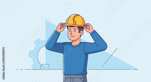 World Day for Safety and Health at Work with Man Wearing Helmet