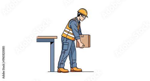 World Day for Safety and Health at Work with a man lifting box