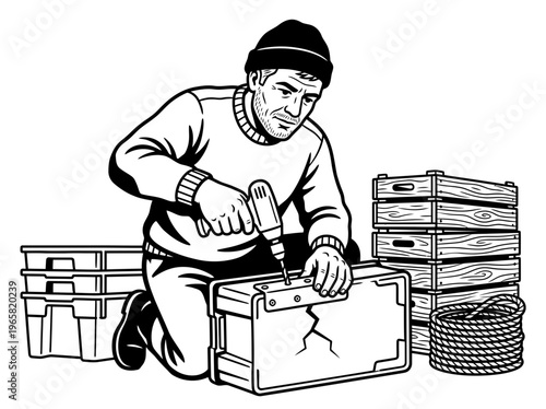 Residents sharing tools across apartment balconies