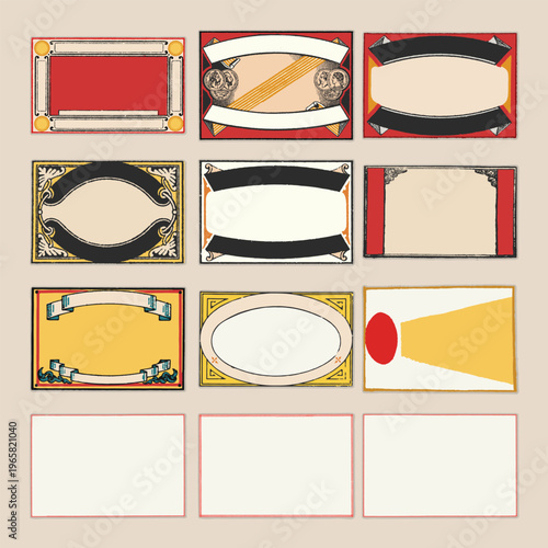 фотографія Match box labels frame set retro logo old vintage illustration poster template d