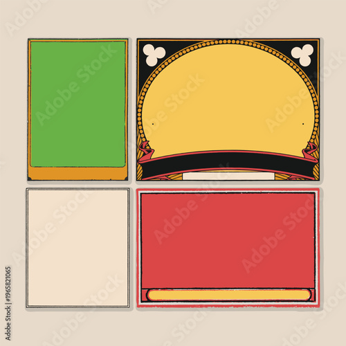 Canvastavla Match box label frame set retro logo old vintage illustration poster template de