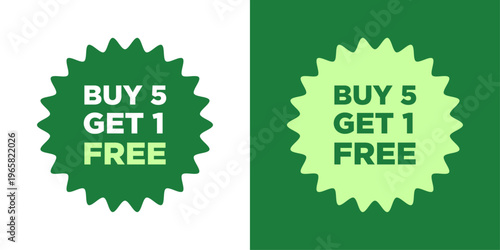Buy 5 Get 1 Free Sale Badge with Green Background