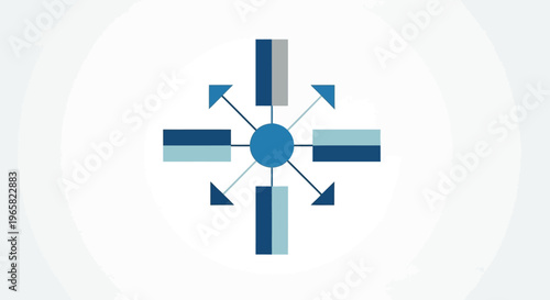 Blue Cross Symbol with Arrows Directions.