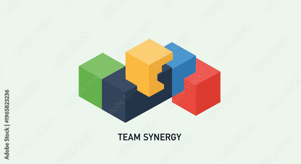 Fototapeta premium Colorful Jigsaw Puzzle Pieces Team Synergy.