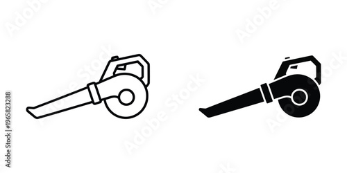 Comparison of two different types of leaf blowers in silhouette form