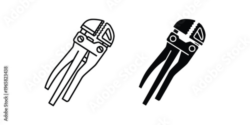 Comparison of a standard and locking pliers design in black and white illustration
