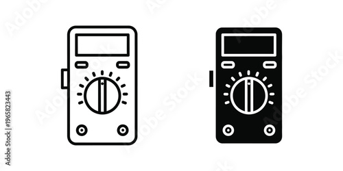 Comparison of analog and digital multimeter designs shown in simple line art