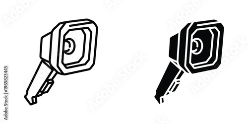 Two different types of keys with distinct bow designs and key bit shapes