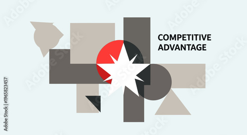 Geometric Shapes Forming Competitive Advantage Symbol.