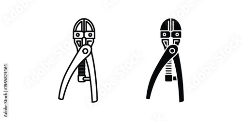 Comparison of a standard and a diagonal cutting pliers design in black and white illustration