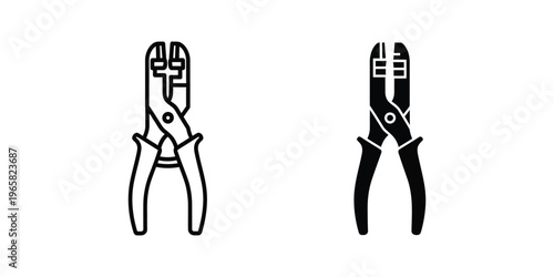 Comparison of a standard pliers and diagonal cutters in black and white line art