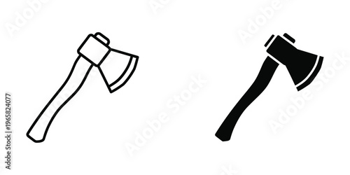 Two different styles of traditional axes depicted in a simple black and white illustration