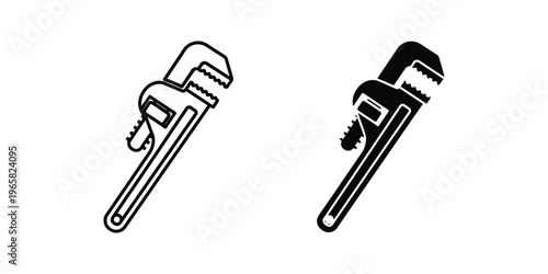 Two different types of pipe wrenches shown in black and white illustration
