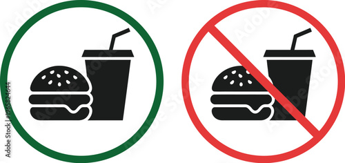 No food no drinks sign forbidden vector illustration prohibition symbol for restriction warning notice clean design