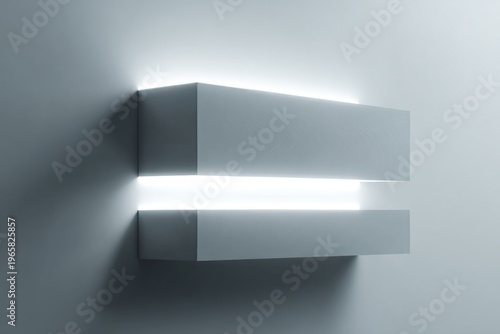 Minimalist modern wall light fixture with soft glow on white background