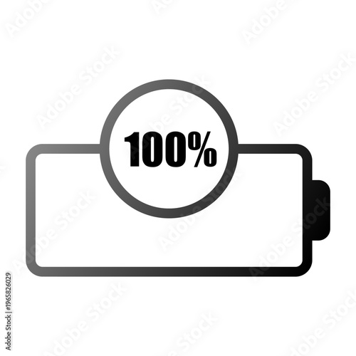 Battery status icon. One hundred percent. Full power Vector. Energy charge symbol.