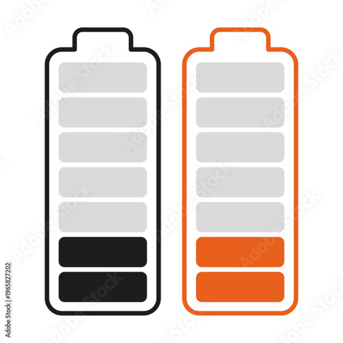 Low power set. Battery level indicator. Energy cell Vector. Orange charge status. Manual vector only. No autotrace used.