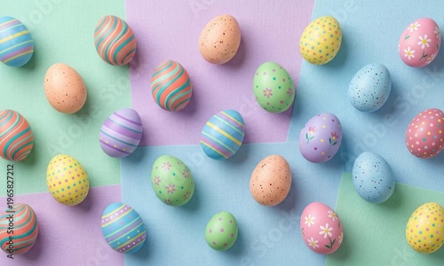 Easter Eggs Flat Lay Colorful Background