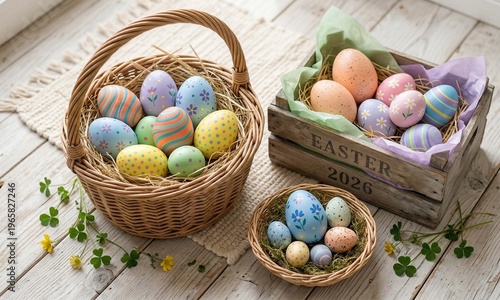 Easter Eggs Basket Rustic Spring Decoration
