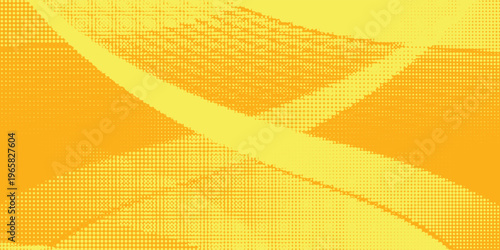 Yellow halftone pattern. Retro comic gradient background. Bright orange pixelated dotted texture overlay. Cartoon pop art faded gradient pattern. Vector backdrop for poster  banner  advertisement