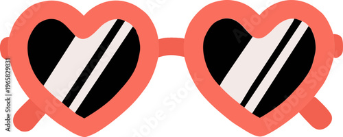 Pink heart-shaped sunglasses 2D flat vector