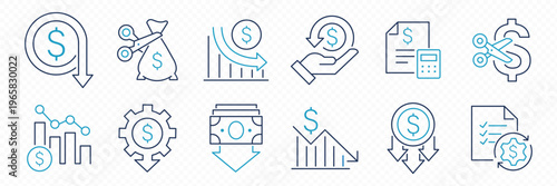 Bild auf Leinwand Cost Reduction Icon Set