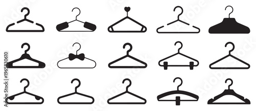 Clothes hanger icons with tie and scarf bars, complete wardrobe organization. vector illustration eps 10