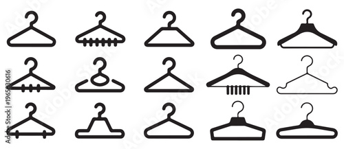 Bold solid clothes hanger silhouettes, retail and fashion boutique icons. vector illustration eps 10