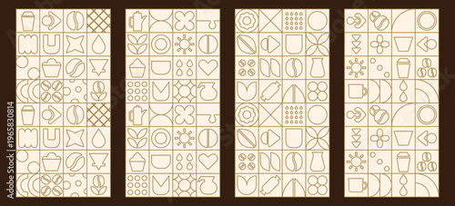 Mosaic line story with geometric food bakery and pattern coffee cafe.