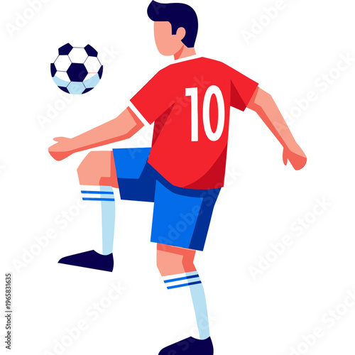 Soccer player kicking ball in action on field with cleats