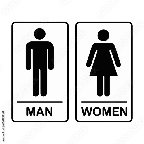 Vector of restroom signs indicating separate bathroom facilities for men and women