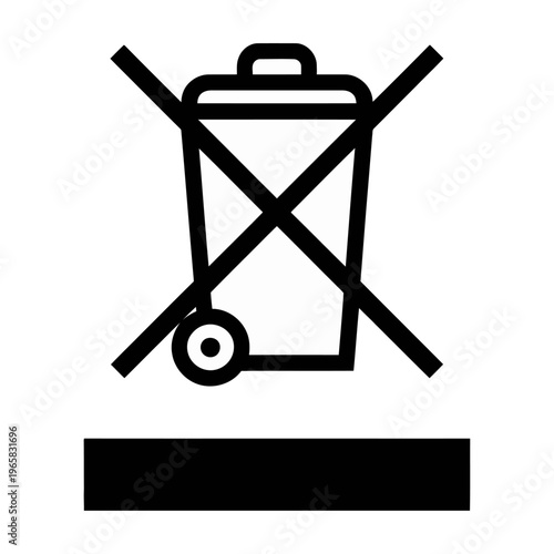 Vector of a trash can with a large cross over it indicating restriction