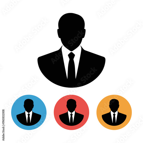 Vector of a silhouette of a man in a business suit with three smaller circles