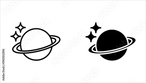 saturnus line icon set, isolated on white background Vector illustration.