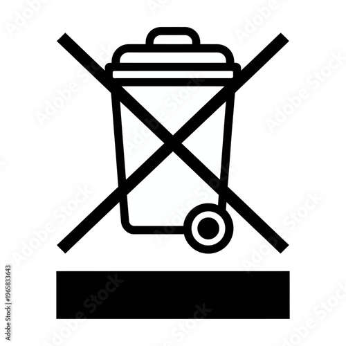 Vector icon of a trash bin crossed out with a thick line