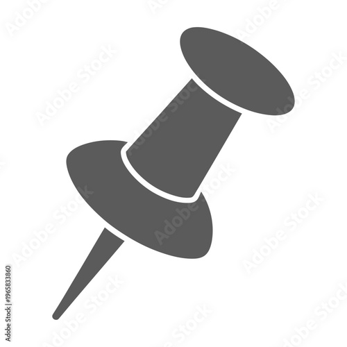 Gray vector of a metallic pushpin with a sharp point and round head