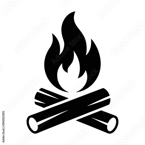 Vector of a campfire with burning flames and logs