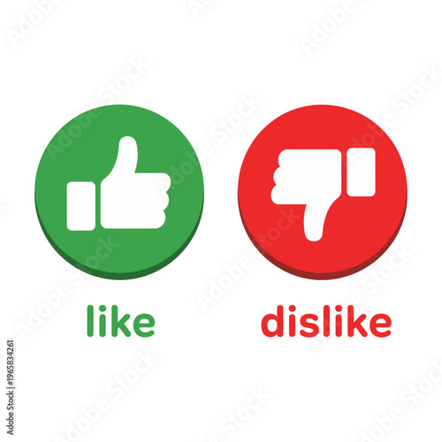 Vector of a thumbs up like button and a thumbs down dislike button
