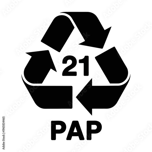 Slika na platnu Vector of recycling symbol with the number 21 and the letters pap