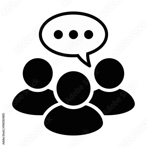 Vector icon of four people engaged in conversation